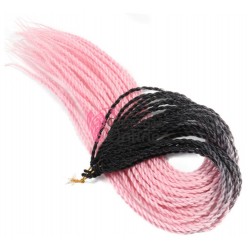 Codite de par Afro Thin Senegalese Crochet Twist Braids de 60 cm Ombre Brunet cu Roz Deschis TSB5